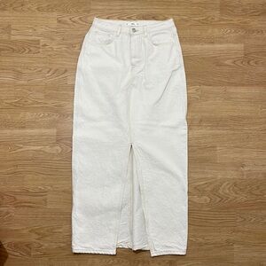 Cream Denim Maxi Skirt